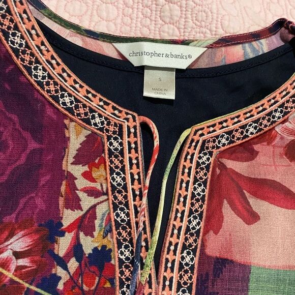 NWOT Christopher & Banks Multicolored Boho Hippie Top - Picture 6 of 10